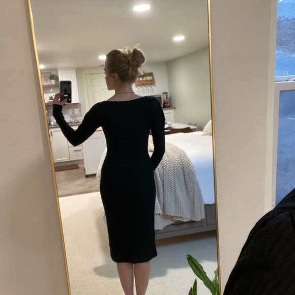 A.L.C. Dafne Puff Shoulder Bodycon Midi Dress - Picture 5 of 8